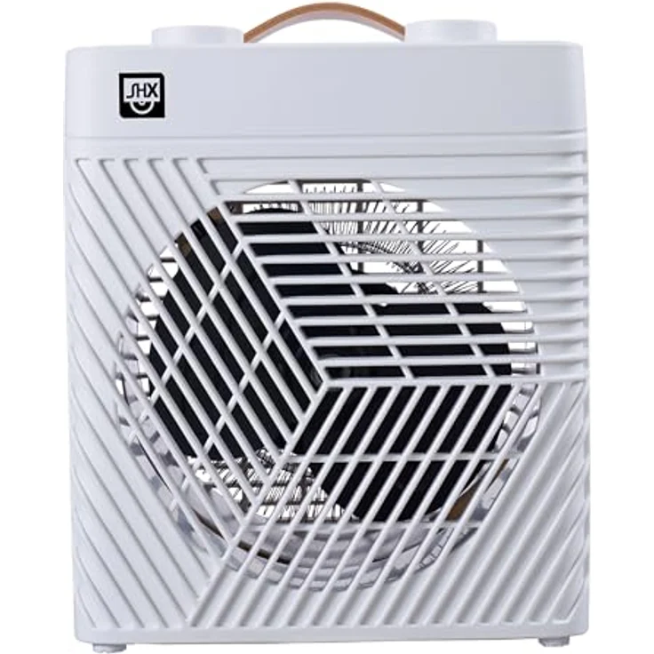 SHX Heizlüfter mit Thermostat 2000W SHXHL20ST | 2 Heizstufen | einstellbares Thermostat | Oszillationsfunktion | Überhitzungsschutz | tragbar | IPX2-zertifiziert | für Badezimmer geeignet, weiß – Bild 1