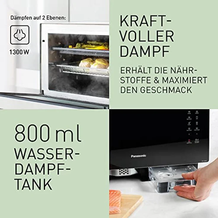 Panasonic NN-CS89LBGPG 4in1 Kombi Mikrowelle Dampfbackofen mit Grill, Standgerät, 1000 Watt, 31 Liter Garraum, Schwarz-Edelstahl – Bild 4
