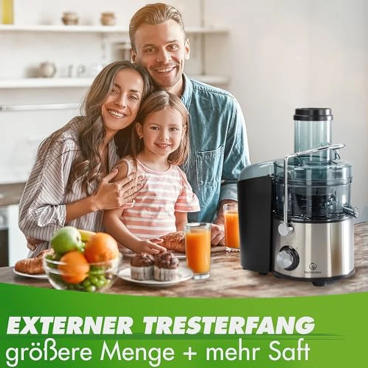 Nutrilovers QUICK-JUICER MAX, Zentrifugal-Entsafter mit 800 W, XXL-Einwurf, Edelstahlgehäuse, inklusive Reinigungsbürste und Rezeptbuch – Bild 12