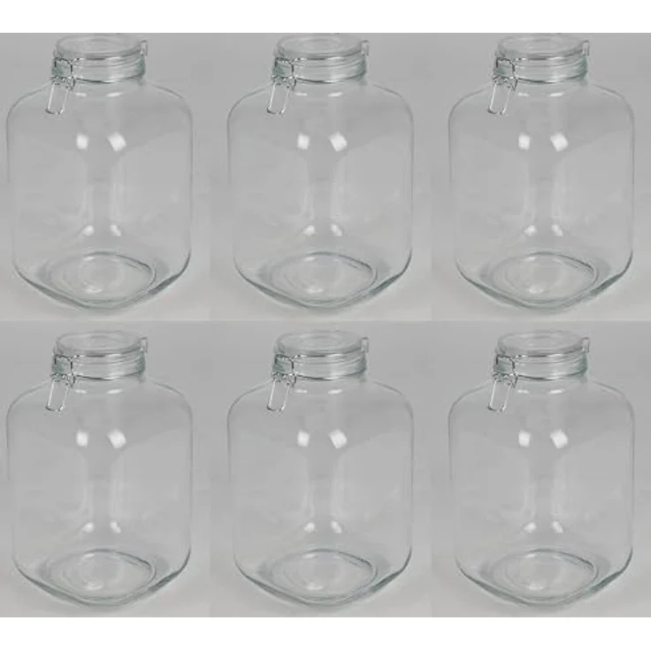 BURI Drahtbügelglas 4,8 Liter 6er Set, luftdichte Einmachgläser für Lebensmittelaufbewahrung, transparent – Bild 3