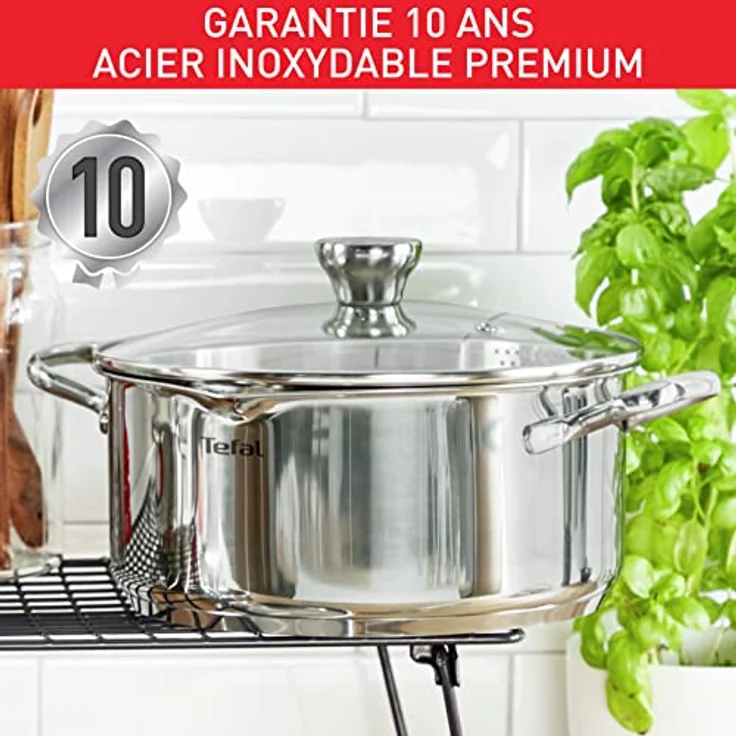 Tefal Duetto 6-teiliges Set,Kasserolle,16 cm,Kochtopf,20/24,Deckel aus cleveren Filtergläsern,10 Jahre,Edelstahl 18/10,3-lagig,Induktion A705S634, Se référer à la contenance sur la fiche produit – Bild 5