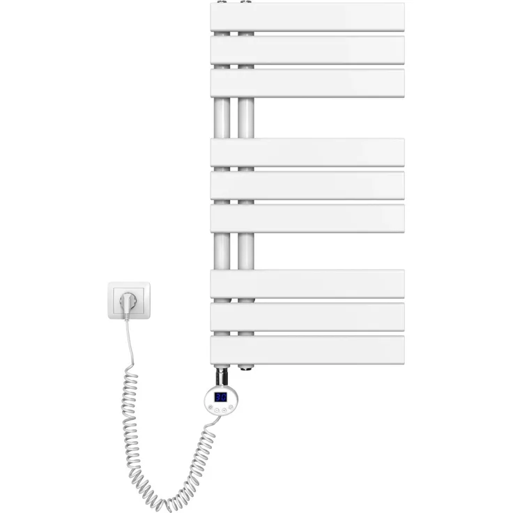 Emke Badheizkörper Elektrisch, 400W mit Thermostat und Timer, Handtuchwärmer 40x76cm in Weiß