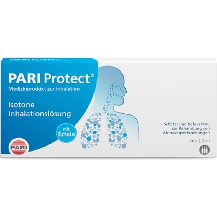 PARI MucoClear Protect 3% NaCl Inhalationslösung mit Ectoin – Hypertone Kochsalzlösung zum Inhalieren – für Säuglinge, Kinder und Erwachsene – 10 Ampullen á 5ml – Steril, ohne Konservierungsstoffe – Bild 1