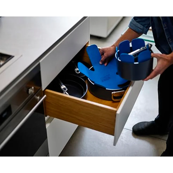 Joseph Joseph Space Pfannenschutz Filz 3 Stück, Anti-Kratz Stapelschutz für Töpfe und Schüsseln, Mitternachtsblau – Bild 5