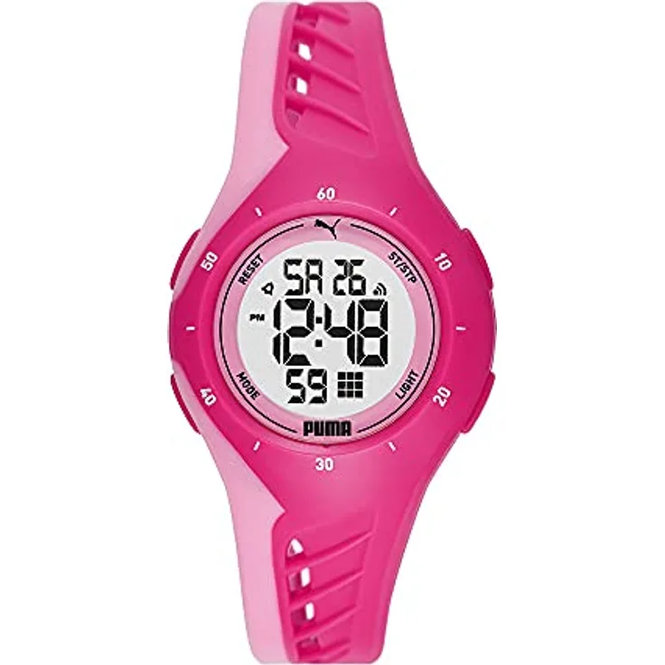 Puma Uhr für Unisex Puma 3, Digitales Uhrwerk, 40mm Pinkes Polykarbonatgehäuse mit PolyurethanArmband, P6008