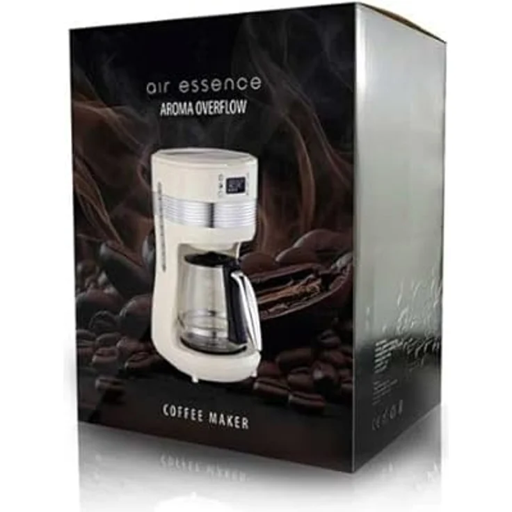 Air Essence Filterkaffeemaschine Aroma Overflow, 1.4L Kaffeekanne, Wiederverwendbarer Überlauffilter - waschbar und wiederverwendbar, Creme – Bild 3