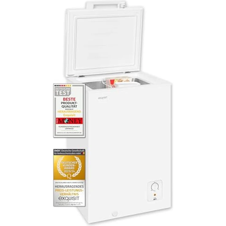 Exquisit Gefriertruhe GT5100-010E weiss | Tiefkühltruhe 95 Liter Nutzinhalt | Kühltruhe 4 Sterne | Einhängekorb | 55cm Breite – Bild 1