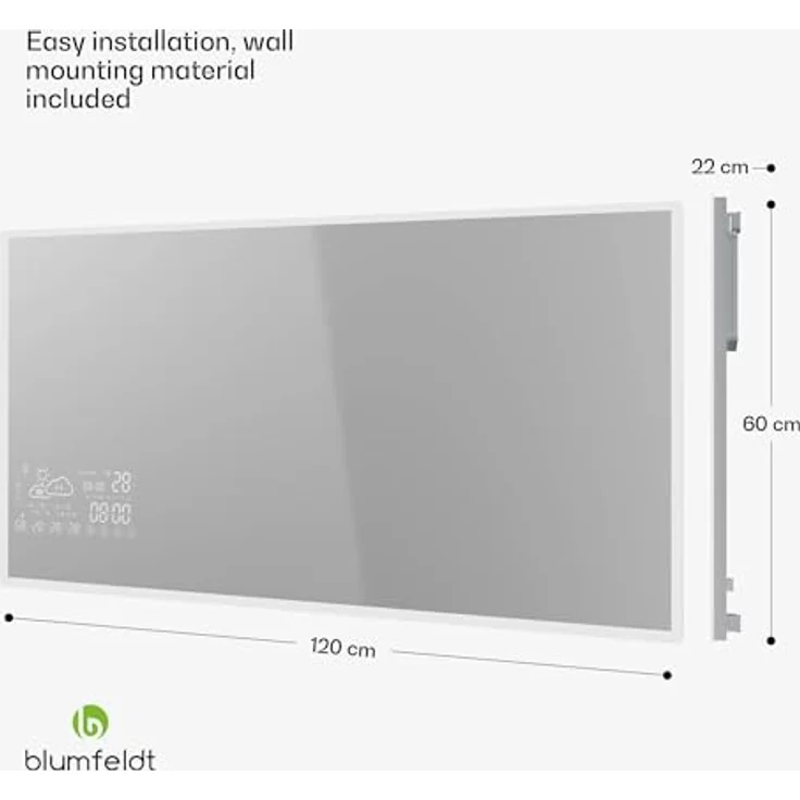 blumfeldt Infrarotheizung ReflectiHeat, elektrische Heizkörper mit Smart Mirror, 600 W, App-Steuerung, Timer, IP44 – Bild 7