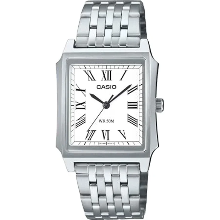 Casio MTP-B190D-7BVEF, Elegante Armbanduhr mit silbernem Edelstahlarmband, 30 x 35 mm, wasserdicht bis 5 bar, weißes Zifferblatt – Bild 1