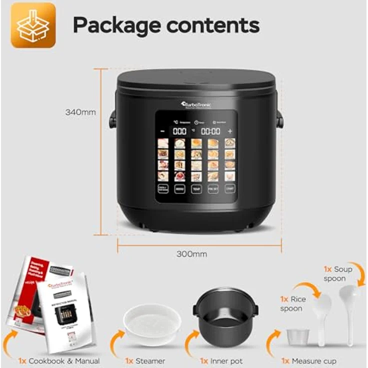 TurboTronic by Z-Line TT-DMC23 Multikocher, 860 W, 20in1, 5 l Kapazität, kratzfeste Keramikbeschichtung, Touch-LED-Display – Bild 2