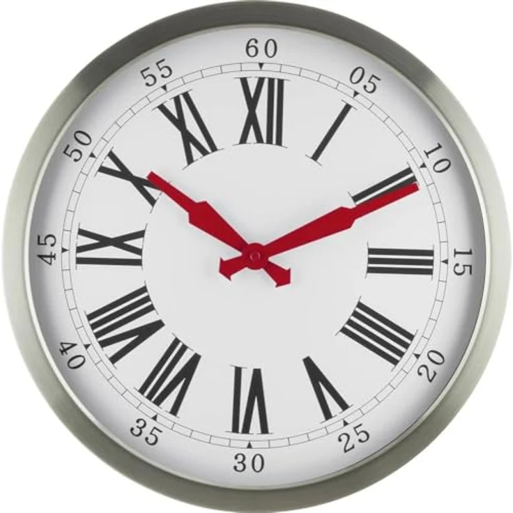 Eurotime 56860-07 Funk Wanduhr 40 cm Silber mit römischen Zahlen