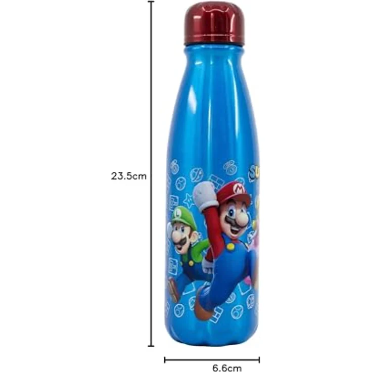 Super Mario Aluminium Trinkflasche 600 ml, auslaufsicheres Design für Kinder – Bild 4
