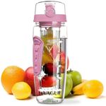 LA VAGUE VITALITY Trinkflasche, 900 ml mit Früchtesieb für aromatisierte Getränke, Schwarz