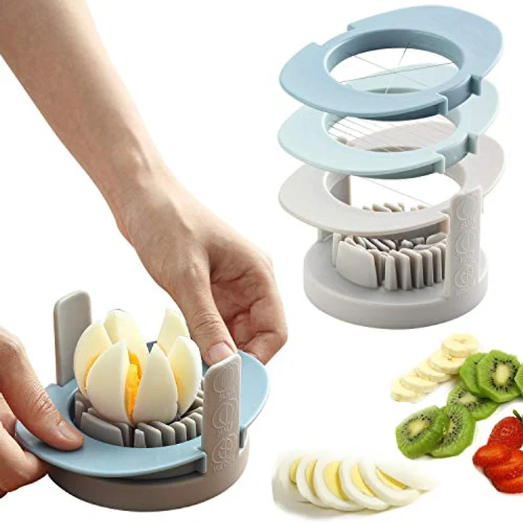ruibo 3 in 1 Eierschneider-Cutter mit 3 Hobeln Styles Edelstahl Schneiden Drähte, hart oder Eierschneider – Bild 2