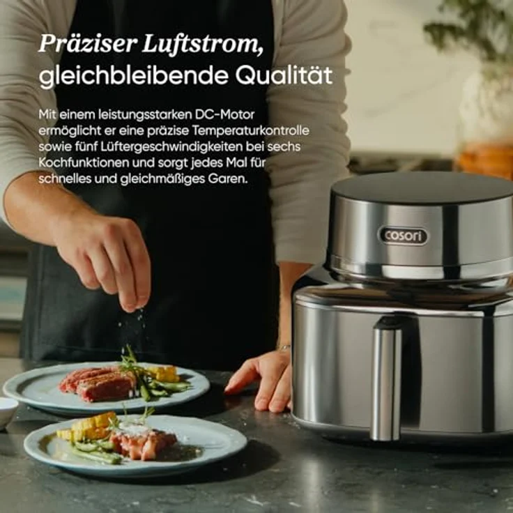 COSORI ICONIC™ Heißluftfritteuse 6,2 L aus Edelstahl, kompakt, mit Touchdisplay, voreingestellten Programmen & spülmaschinenfestem Frittierkorb – Bild 7
