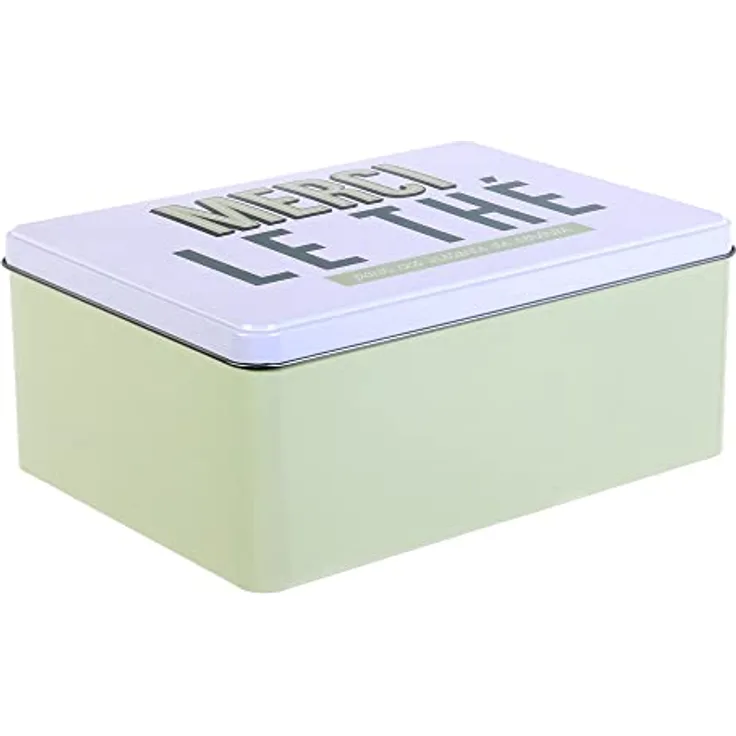 COOK CONCEPT BT6708 Aufbewahrung Ma Box für Tisch und Getränke und Apero The Cafe und Zucker, Metal-Fer, Weiß / Grün, 20,5 x 14,7 x 8,5 cm