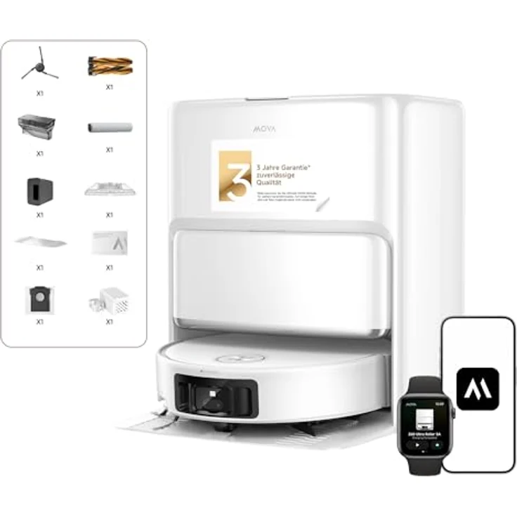 Mova Z60 Ultra Roller, Standalone Saugroboter mit 26.000 Pa Saugkraft, HydroForce-Wischen, MaxiReach-Technologie, FlexScope-Radar mit Hebefunktion, AutoShield-Technologie, dreifaches Anti-Tangle und All-in-One-Station – Bild 1