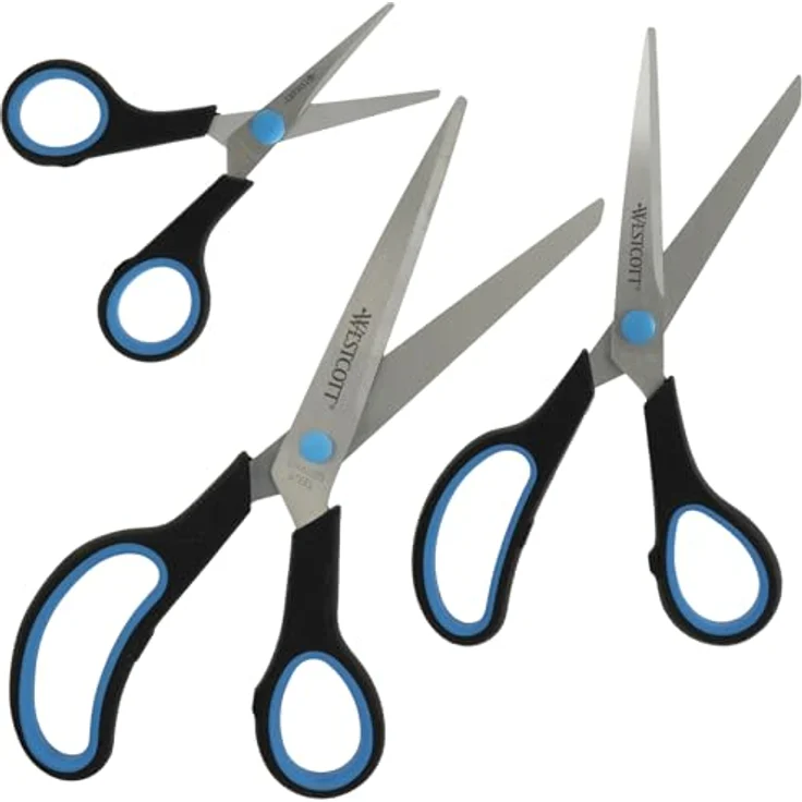 Westcott N-90027 00 Easy Grip Scheren Set, 3 Stück, 13cm + 21cm + 25 cm, schwarz-blau - Preisvergleich – Bild 3