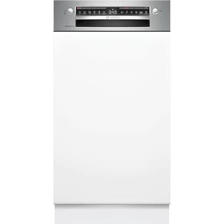 Bosch Serie 4 SPI4HMS13E, Halb integrierter Geschirrspüler, 10 Maßgedecke, 45 cm breit, Weiß, Edelstahl, EcoSilence Drive, Home Connect, AquaStop