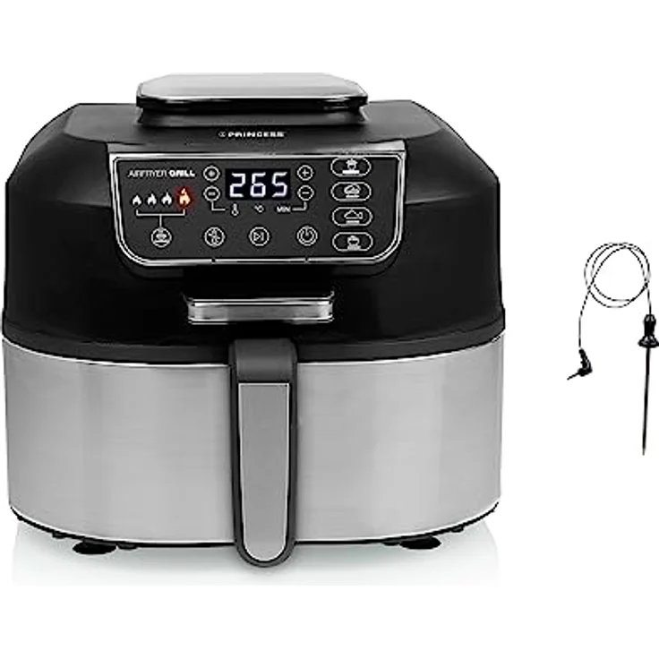 Princess 01.182092.01.001 Airfryer Grill - 4 Programme - Max 265°C - Includes Thermometer - 1760W - Silver/Black – Bild 1