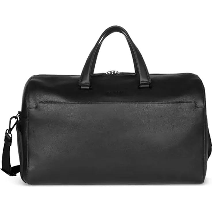 bugatti Black Weekender Reisetasche, 50 cm aus 100% Leder, schwarz