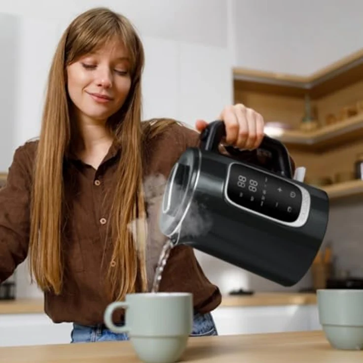 Air Essence LuminaTi Black MAX, elektrischer Wasserkocher mit Temperatureinstellung, Entchlorungs- und Entkalkungsfunktion, 2200W, 1,5L, Edelstahl – Bild 2