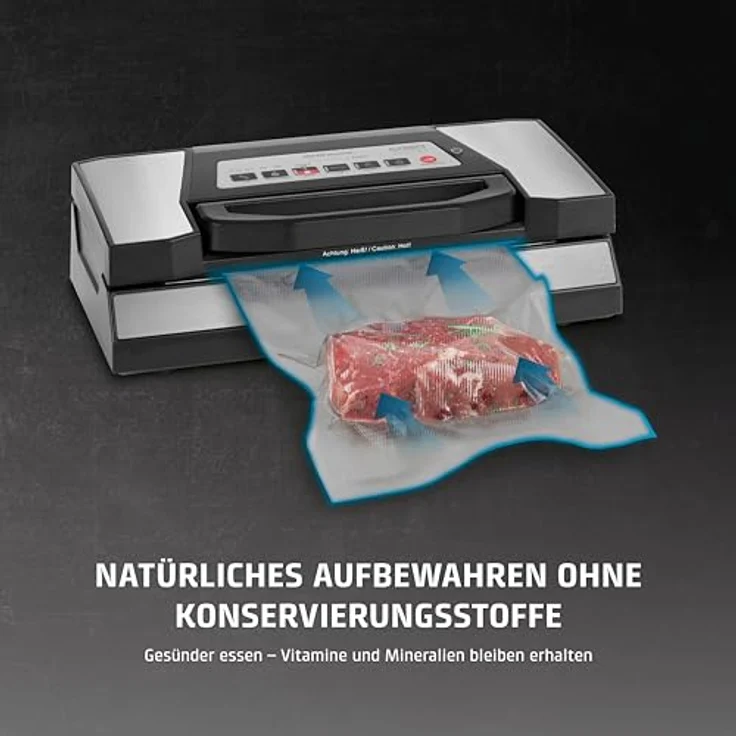 Caso VRH 690 advanced Vakuumierer - Folienschweißgerät, verlängern Sie die Halbtbarkeit Ihrer Lebensmittel, Vakuumiergerät ideal zum portionieren & aufbewahren von Essen, max. Folienbreite 30 cm, silber, schwarz – Bild 5