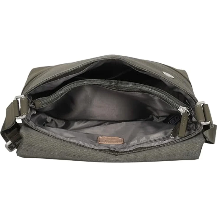 Jost Bodybag Andoya, Umhängetasche aus wasserabweisendem Polyester und Kunstleder, grau, 29 x 13 x 21 cm – Bild 6