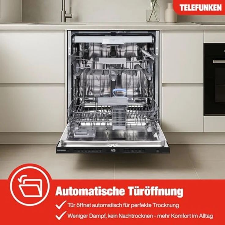 Telefunken GEV6014A Geschirrspüler 60 cm vollintegrierbar, 14 Gedecke, 9 Programme, Aquastop, energieeffizient, leise 44 dB – Bild 8