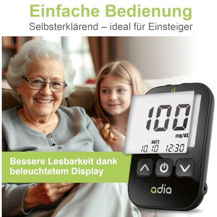 adia Blutzucker-Starterset inkl. 60 Teststreifen, mg-d – Bild 6