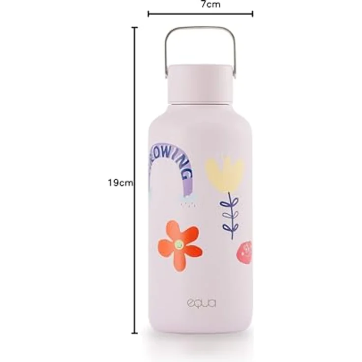equa Trinkflasche Timeless FLWR, 600 ml Edelstahl, extra leicht und robust im schlichten Design – Bild 8