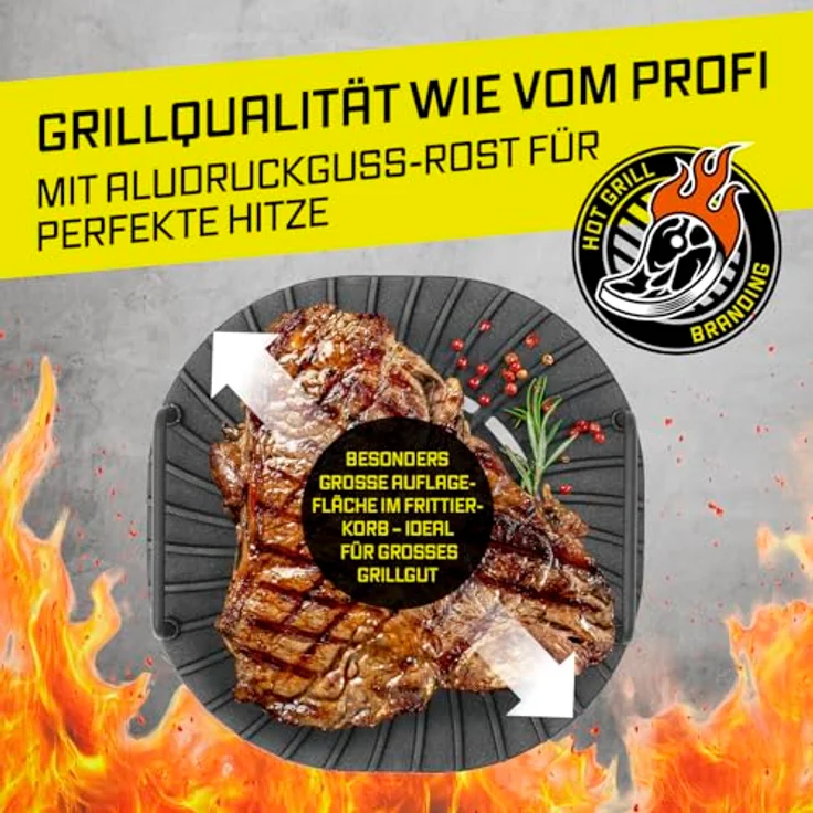 GOURMETmaxx Heißluftfritteuse FryBBQ 5 l, 2-in-1 Heißluftfritteuse und Grill mit integrierten Grillthermometer und fünf Garfunktionen – Bild 4