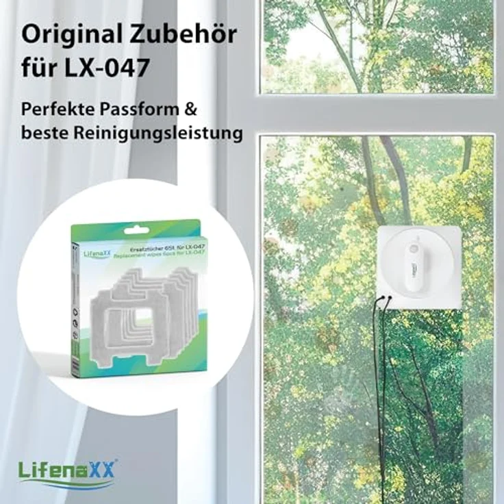 Lifenaxx Ersatz-Wischtücher (6 Stück) für LX-047 Fensterreinigungsroboter – Original Mikrofaser-Reinigungspads mit hoher Schmutzaufnahme, langlebig & passgenau – Bild 3