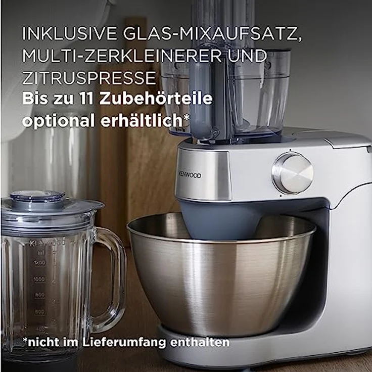 Kenwood Prospero+ KHC29.J0SI Küchenmaschine, Mixer aus Glas 1,5 l, Lebensmittelprozessor 1,4 l und drei Scheiben, Zitruspresse, silber – Bild 4