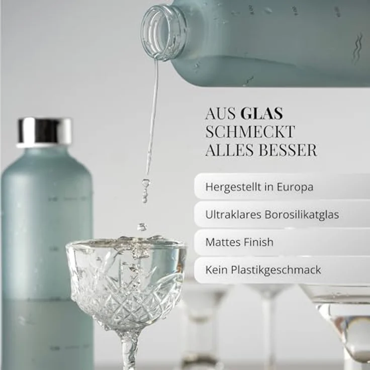 equa Trinkflasche Mismatch Ash, Borosilikatglas, sandgestrahlt, 750 ml – Bild 6