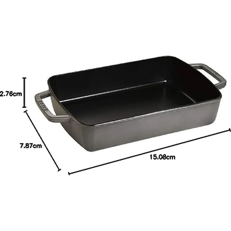 Staub Auflaufform (30 x 20 cm, 3,15 L mit mattschwarzer lierung im Inneren der Auflaufform) grafitgrau – Bild 7