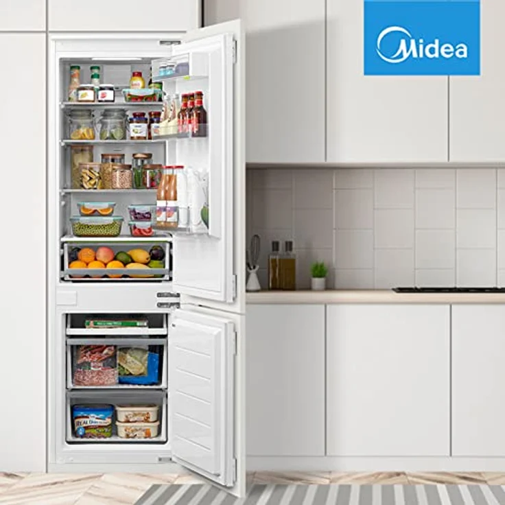 Midea KG178SFNF Einbau Kühl-/Gefrierkombination, NoFrost, Digital Control, mit Schlepptür, LED Beleuchtung, 178,5 cm hoch, 180L Kühlen, 68L Gefrieren, Weiß – Bild 2