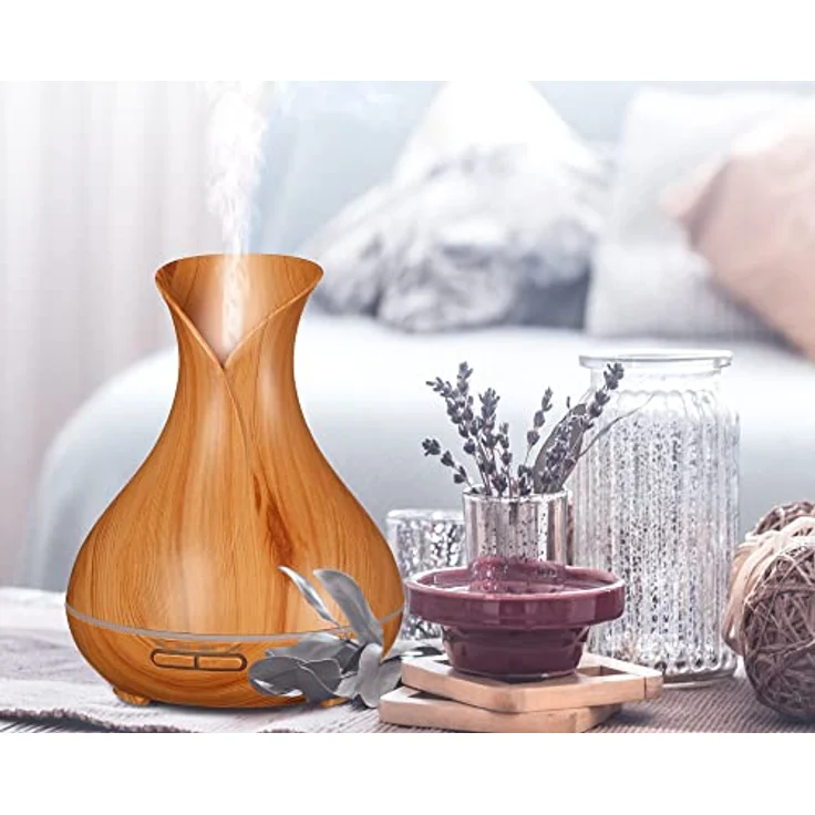 SIXTOL Vulcan Aroma Diffusor helles Holz 350ml | Ultraschall-Luftbefeuchter | Zur Luftbefeuchtung und Durchduftung von Zuhause, Schlafzimmer, Büro | Aromatherapie | Für ätherische Öle – Bild 4
