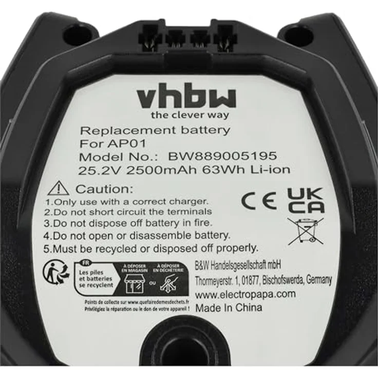 vhbw Akku kompatibel mit Miele Triflex HX1 Facelift, HX2, HX1, 2500 mAh, 25,2 V, Li-Ion, schwarz – Bild 5