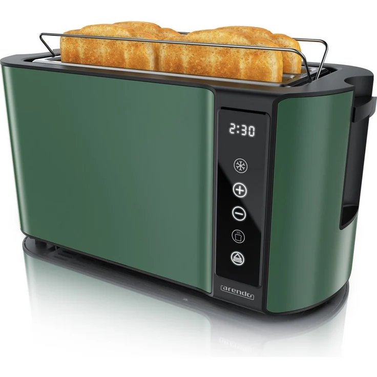 Arendo FRUKOST TOUCH, Toaster für 4 Scheiben mit Wärmeisoliertem Doppelwandgehäuse, Touchpanel, Restzeitanzeige, 7 Bräunungsgraden und Brötchenaufsatz