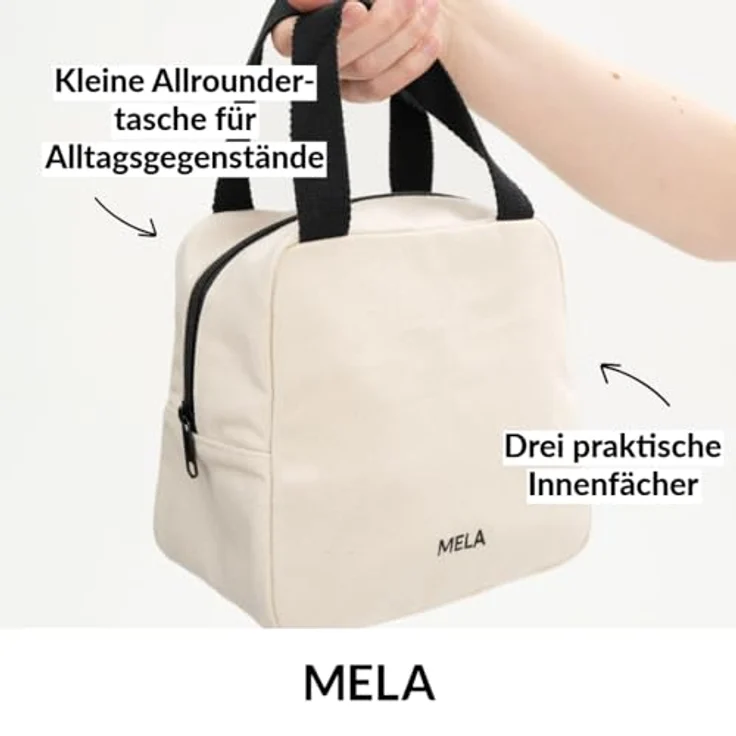 MELA Mini Bag Organizer Tasche klein Style SHAILA, Bio-Baumwoll-Canvas, drei praktische Innenfächer, kompakt und strapazierfähig – Bild 2