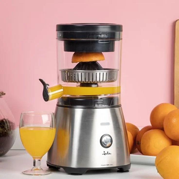 JATA JEEX1616 Elektrische Orangenpresse, automatisch, 300 W, Edelstahl, für Zitrusfrüchte, auslaufsicher, abnehmbare Teile, rutschfester Boden – Bild 2