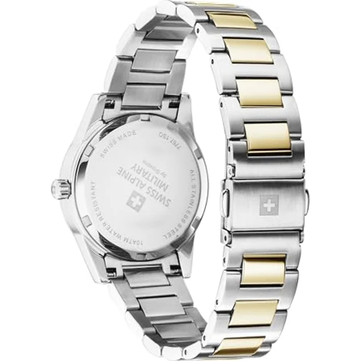swiss alpine military Damen Uhr Analog Quarz 7767.1147SAM Edelstahl, schwarz mit Leuchtzeiger und Indexe – Bild 3