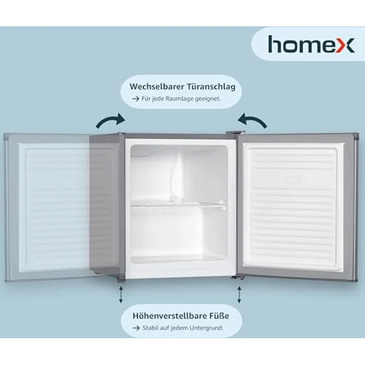 homeX Mini Gefrierschrank, 33L 4-Sterne Gefrierbox, freistehend, leise, silber – Bild 4