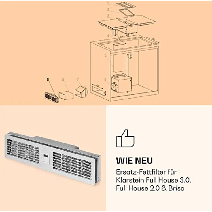 Klarstein Dunstabzugshaube Filter, Metall-Filter für Dunstabzugshaube, Aluminium-Fettfilter, Spülmaschinengeeignet – Bild 2