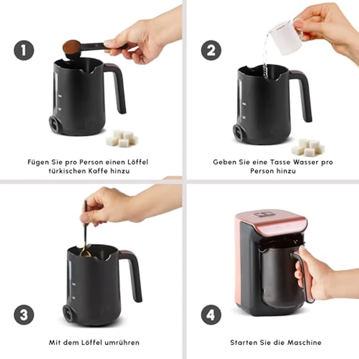 Karaca Hatir Köz Milky, Türkische Kaffeemaschine mit 5 Tassen Kapazität, 535 W, automatische Abschaltung, Überlaufschutz und Schaum-Messlöffel – Bild 2