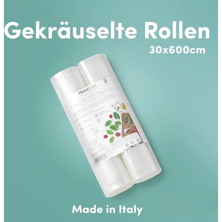 Magic Vac Vakuumierfolienrollen, 2er Pack 30x600, Mehrschichtig und Widerstandsfähig, BPA-frei, Made in Italy – Bild 3