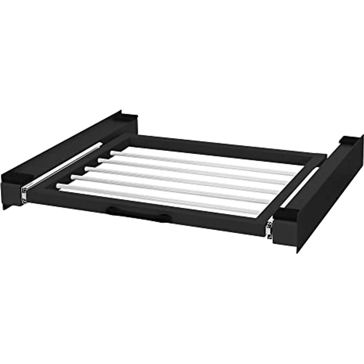 ML DESIGN modern living Zwischenbaurahmen mit Wäscheleine Stahl 60,5x54,5cm Schwarz, Ausziehbarer Handtuchhalter, Universal Einsatzbereit – Bild 1