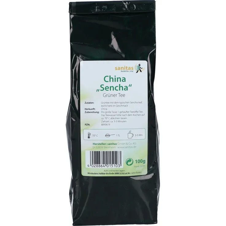 sanitas Grüner TEE Sencha, 100 g Aufguss-Tee mit frischem, mildem Geschmack