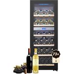 Kalamera Weinkühlschrank Upgedatet 2 Zonen für 73 Flaschen,200 Liter,Freistehend, KRC-200BFG